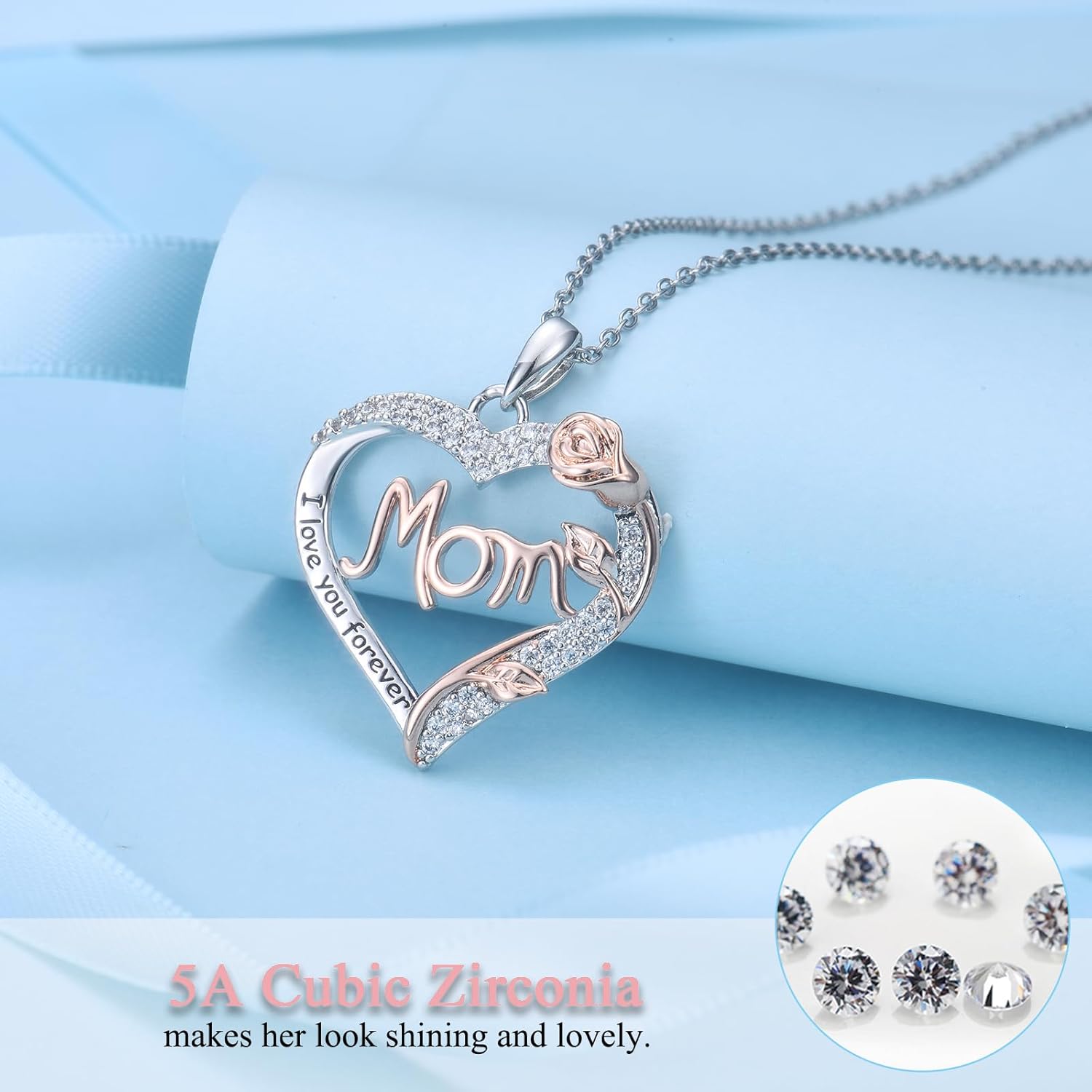 Nana Mom Daughter Necklace Gifts for Nana Grandma Grandmother Mom Daughter, To My Nana Mom Daughter Rose Heart Pendant Necklace Gifts -Birthday Christmas Wedding Retirement Gifts for Women Teen Girls Her - Image 4