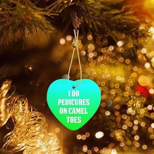 Miniatura 7 de I Do Pedicures On Camel Toes - Adorno colgante de corazón de cerámica para celebraciones familiares y decoraciones de árboles, regalo ideal para