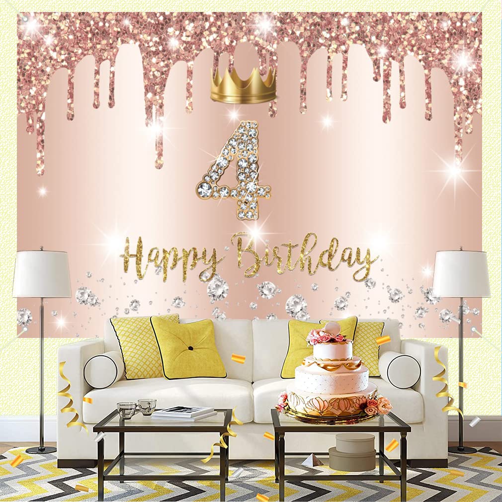 GIF di compleanno con rose rosa per 4 anni - Scarica da