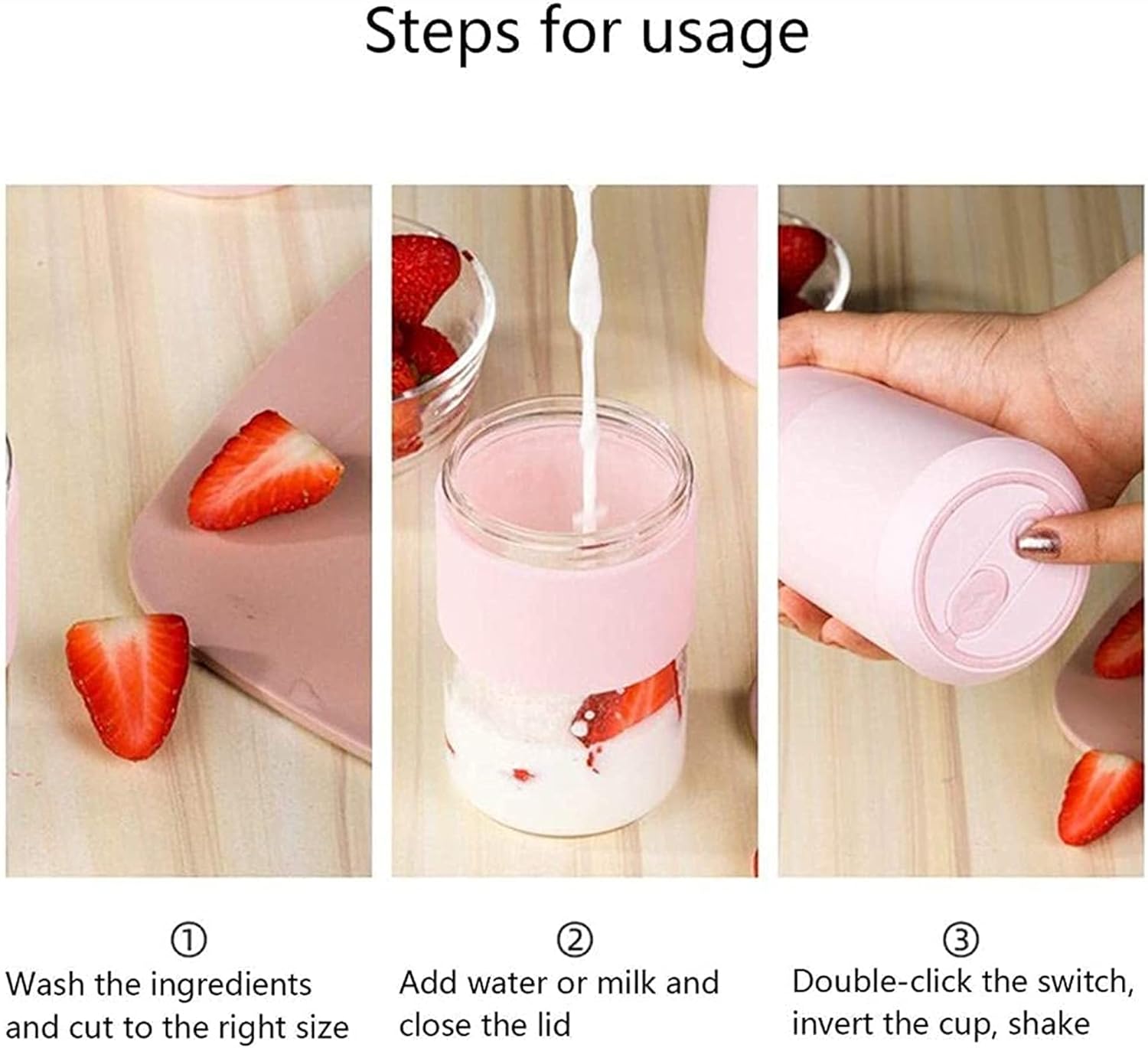 Portable Blender, Personal Blender, Mini Juicer Cup USB Rechargeable and Personal Size Blender Smoothies akes,280ml,Fruit Juice, Mixer