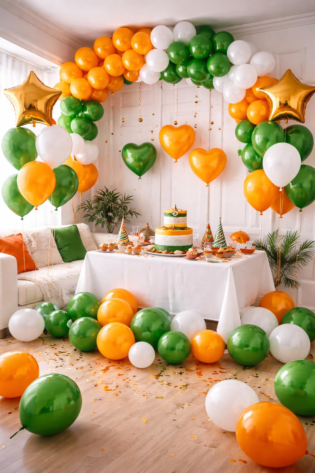 LUV ARTZ Set of 100 Pcs Tricolor Metallic Balloons, Republic Day