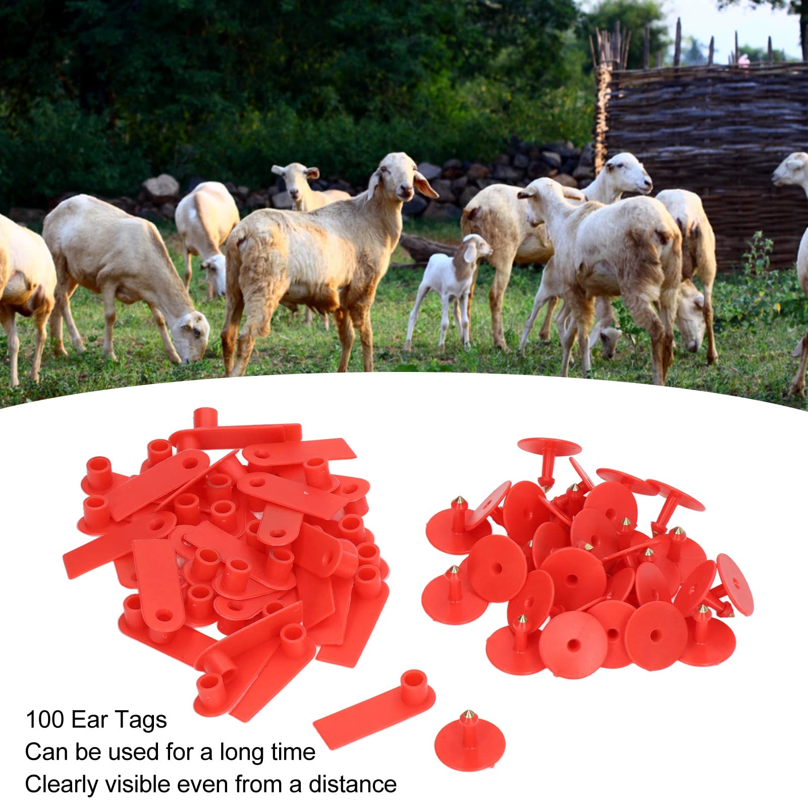 Marchi auricolari vuoti plastica rossa 100 pezzi per bestiame identificazione bovini
