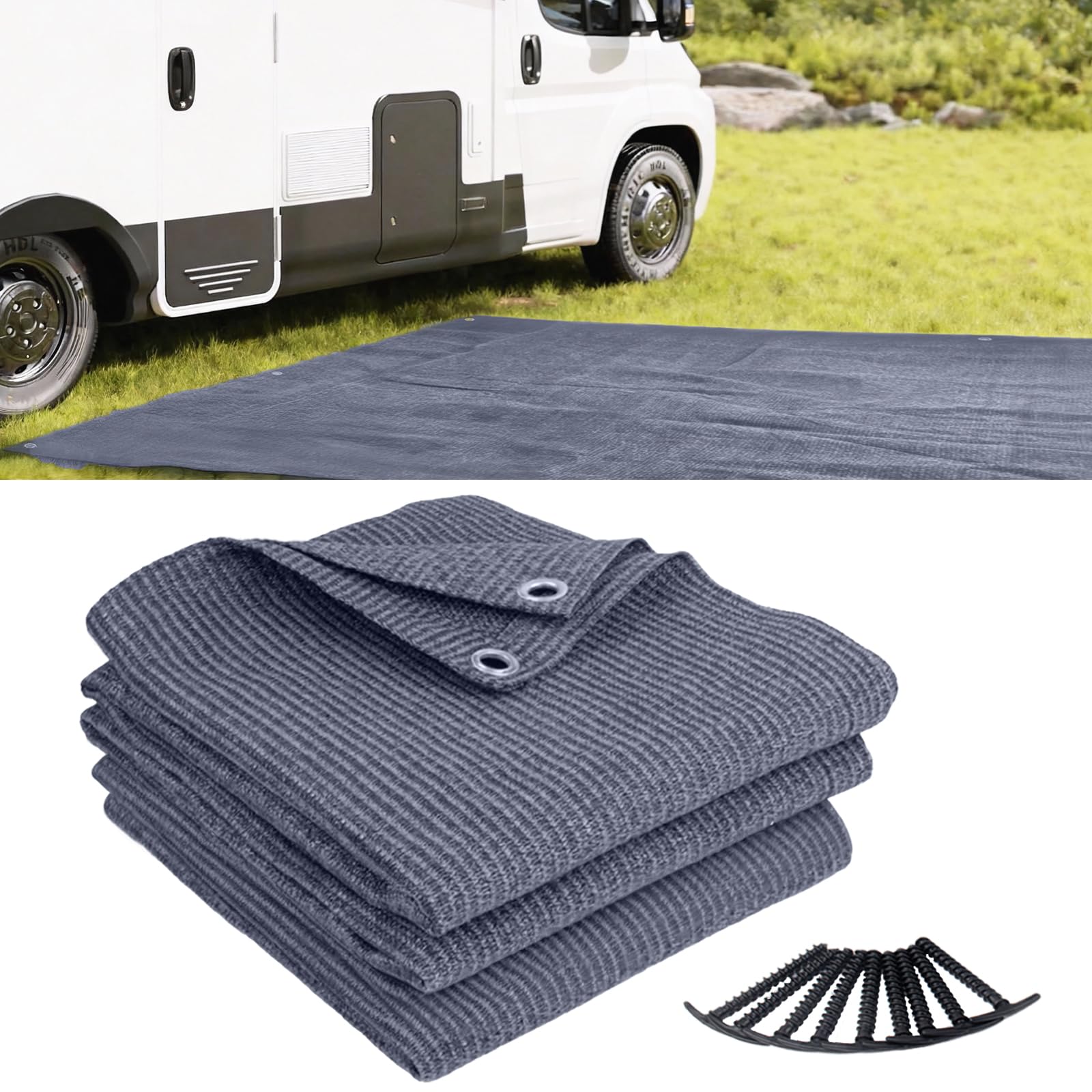 LOVE STORY Tapis d'auvent pour Le Camping Extérieur, Différentes Tailles-Tapis de Tente pour Caravane Camping-Car, Respirant, Antidapant, Lavable,Contient 4 piquets en T