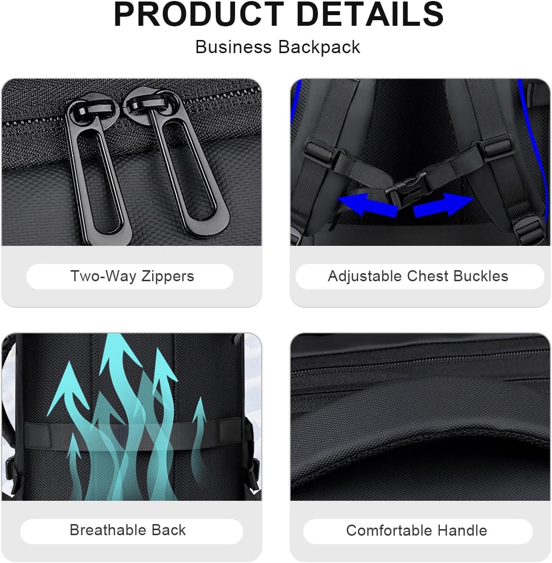 Multifunctional Expandable Business Backpack,15.6 Inch Laptop Backpack Work Travel Rucksack Casual Daypack for Men(Black)