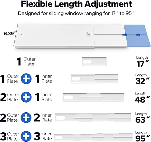 Miniatura 2 de Kit de ventilación portátil para puerta corredera de CA kit de ventana de aire acondicionado ajustable para manguera de escape de 5.9 pulgadas,