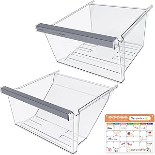 UPGRADED W11162443 Refrigerator Crisper Drawer & W11162446 Fridge Deli Drawer Compatible with Whirlpool Refrigerator Crisper Drawer Replacement WRS321SDHW WRS325SDHZ WRS315SDHM Crisper Drawer