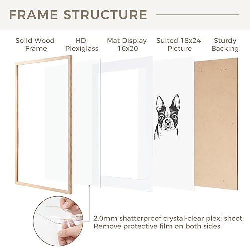 Miniatura 3 de Marco de madera de 18 x 24 pulgadas, marco de póster de 18 x 24 pulgadas, marco de madera de 18 x 24 pulgadas con paspartú de 16 x 20 pulgadas,