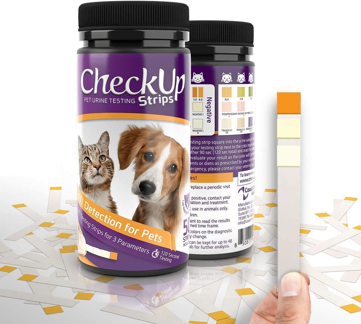 Kit4Cat Kit de arena y prueba UTI Bundle - Kit4Cat arena hidrofóbica con comprobación 3 parámetros tiras de prueba UTI x 50