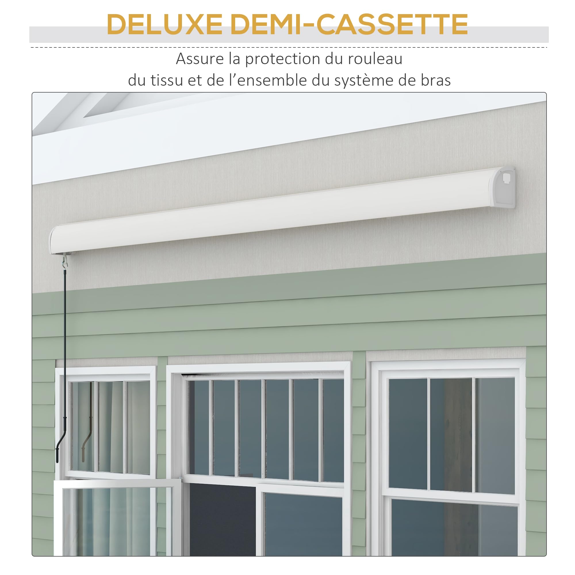 Outsunny Store Banne Motorisé Store Banne Électrique 4 x 3 m Gris Clair | Angle Réglable 14°-30°, avec Télécommande et Manivelle Manuelle, en Aluminium et Polyester de 270g/m² Protection Solaire