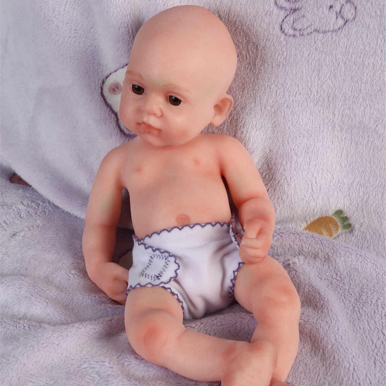 16 inch Realistic Full Silicone Baby Doll,Lifelike Reborn Baby Dolls, Toy, and Collectible.Bald Boy 042