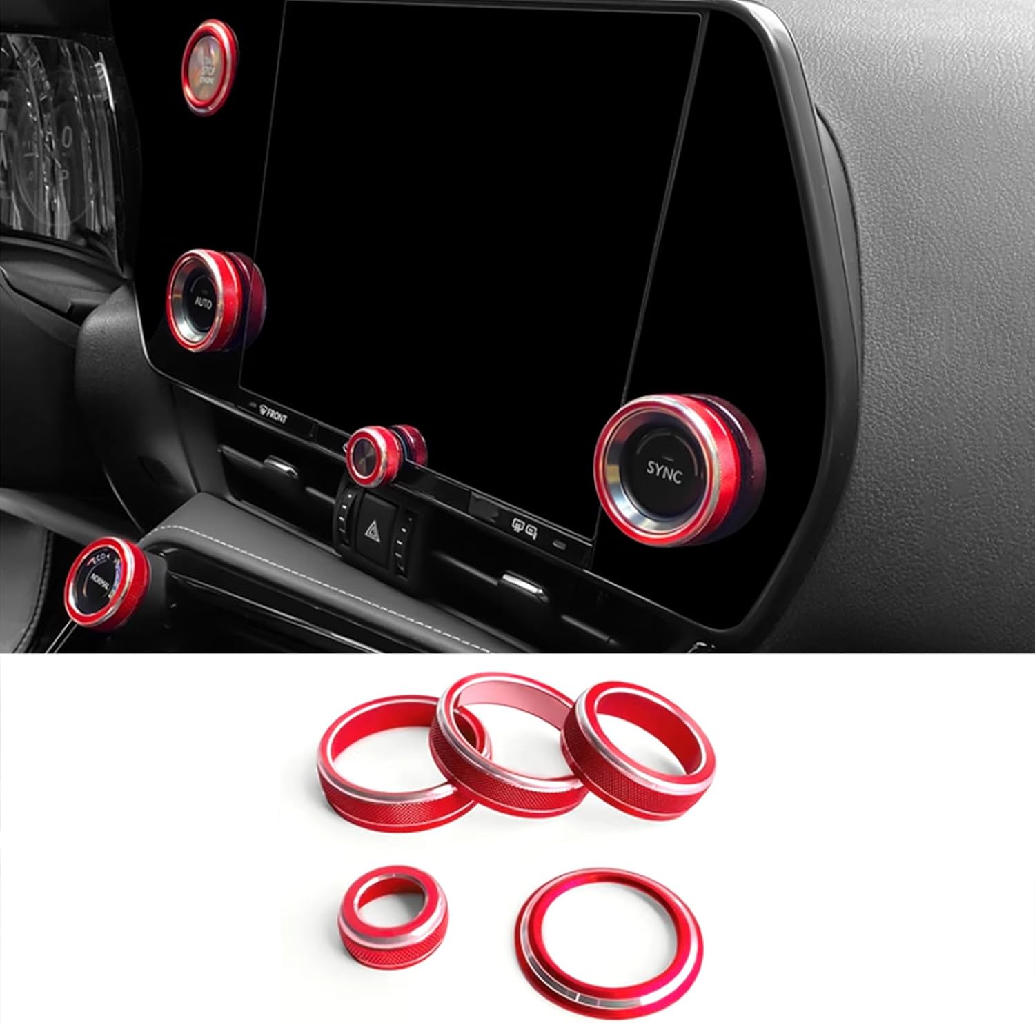Car Accessories Fit for Lexus NX 250 350 350h 450h+2025 2024 2023 2022 Interior Central Control Switch Knob Cover Trim (Red) 5PCS Stainless Steel