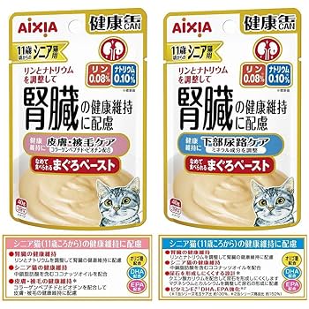 AIXIA 健康缶 腸内環境ケア5　下部尿路ケア3セット Amazon | アイシア 健康缶パウチ 11歳ころから シニア猫用 40g 5