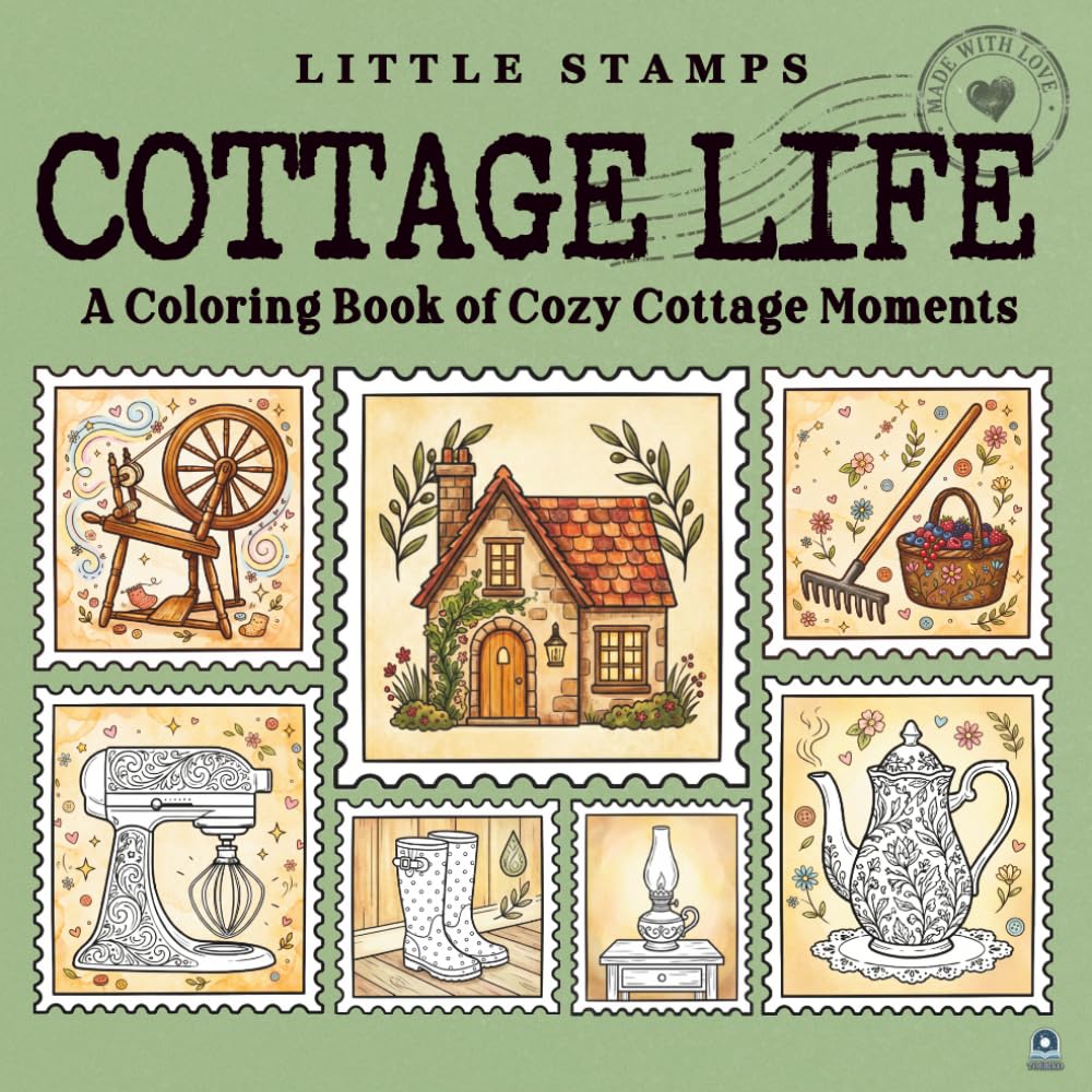 Little Stamps: Cottage Life: A Cute Adult Coloring Book of Cozy Cottage Moments Designed as Postage Stamps (Little Stamps Coloring Book Series)