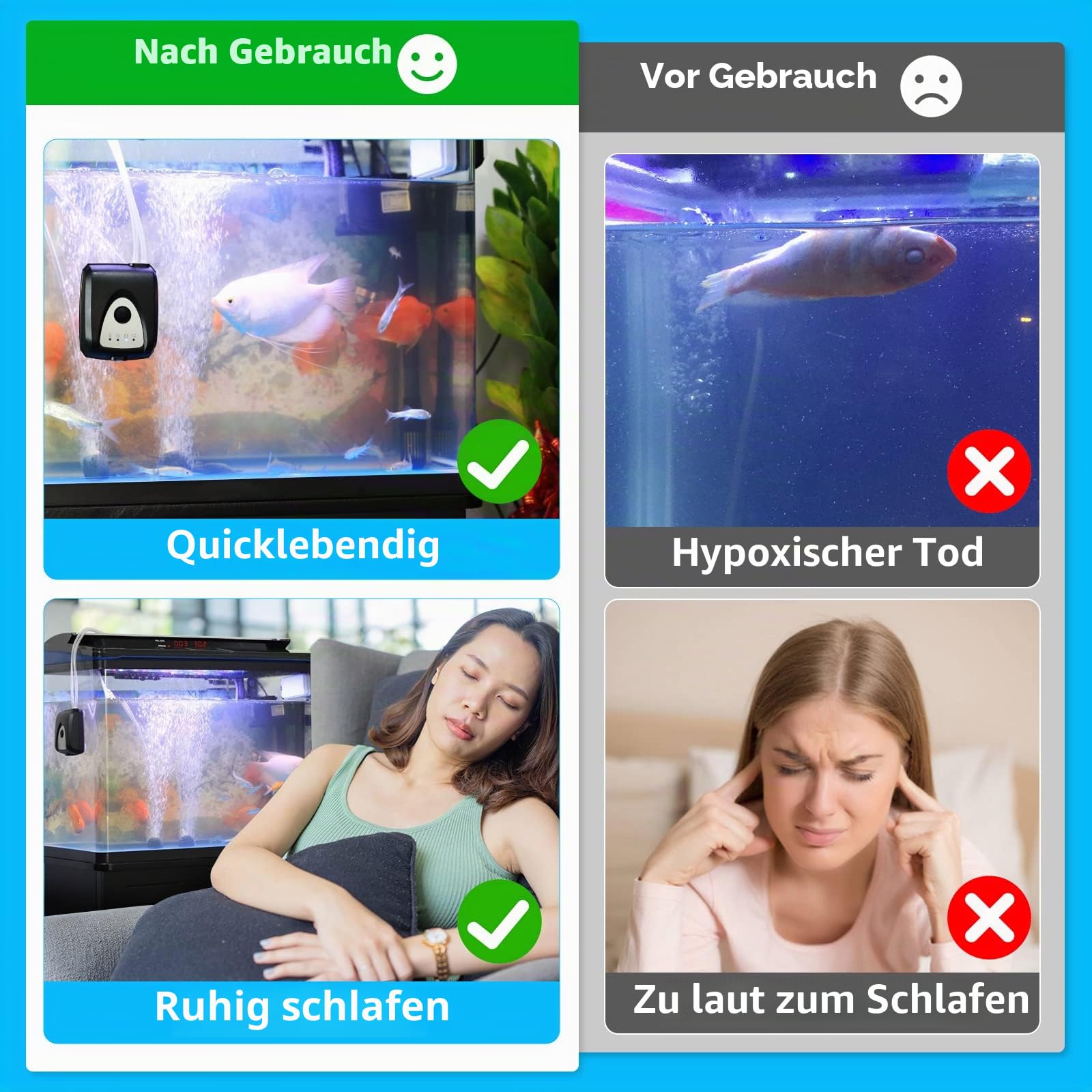 3W Solar-Teichbelüfterpumpe mit 2 Luftsteinen für Teich, Aquarium | 0,9 L/Min Luftleistung, Integrierter Überladungsschutz, Solar Betrieben ohne Stromkabel, Erhöht den Sauerstoffgehalt