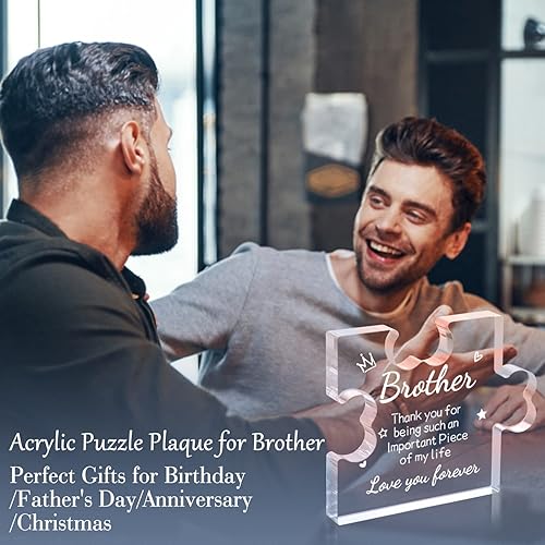Miniatura 7 de Funnli Regalos para hombres y niños, placa acrílica para rompecabezas  Regalos de cumpleaños para hermano de 3.35 x 2.76 pulgadas, decoraciones de