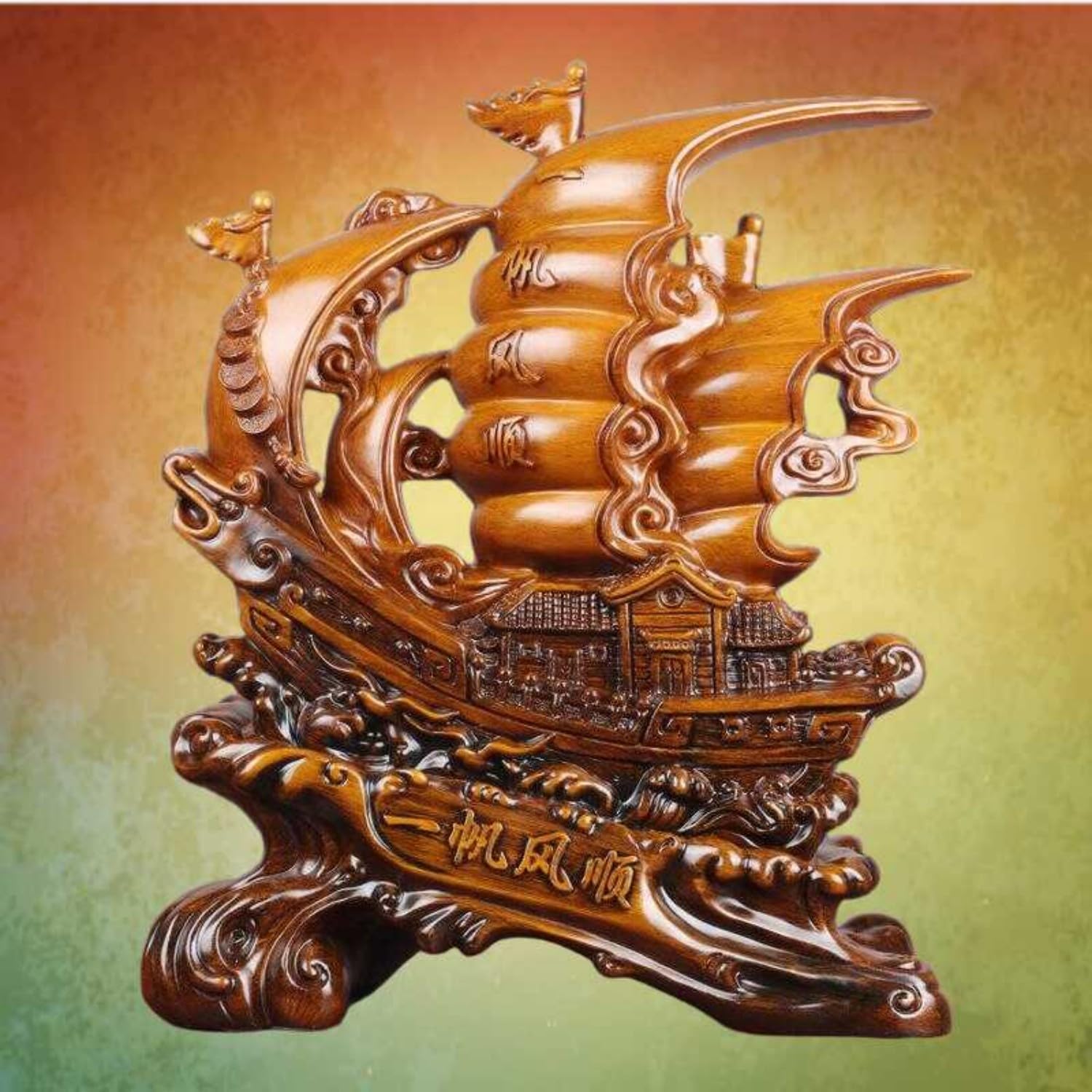 MOYEE 一帆风顺 Sailing Boat Decor 帆船摆件 Crafts for Home Office TV Decoration 家居客厅玄关酒柜老板桌办公室 Start Business Decorations 开业送礼品 - 125