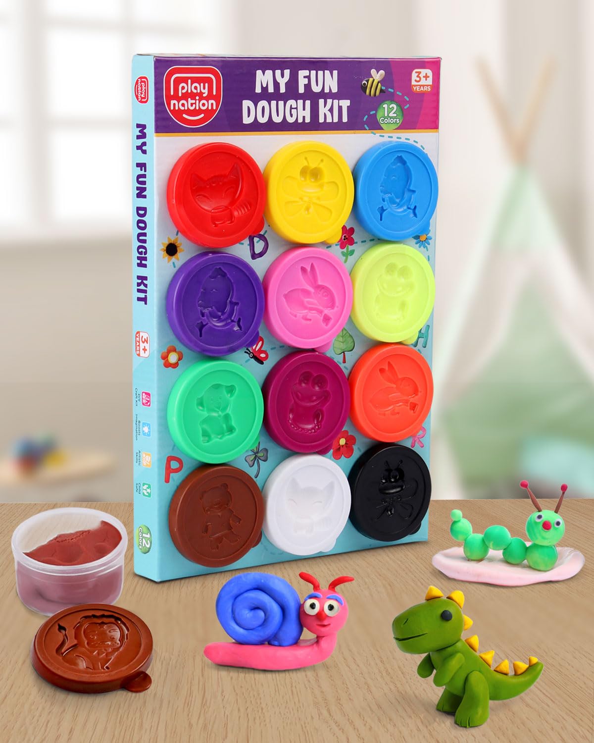 Play Nation Premium 12 in 1 Dough Clay Set for Kids | Vibrant Colors, Creative Designs, 12 Plastic Moulds | Art & Craft Activity Birthday Gift Toys for Boys & Girls | 3+ Years | 300 g (B0CPZBZYTM) Amazon Price History, Amazon Price Tracker