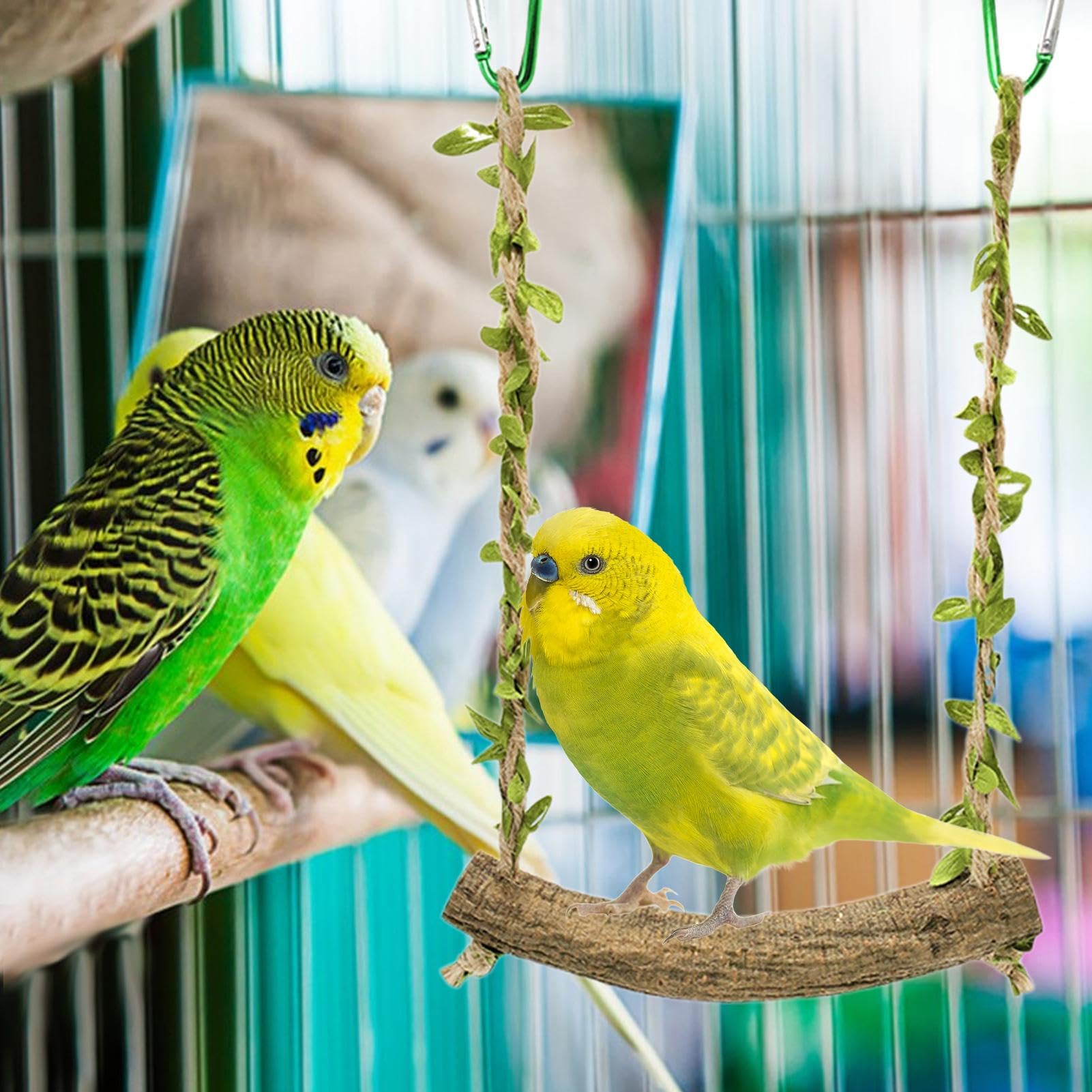 Budgie Swing - Giocattoli per uccelli in gabbia | Altalena per uccelli | Altalena per uccelli | Altalena per uccelli giocattolo da masticare per pappagalli altalena per pappagalli per gabbie
