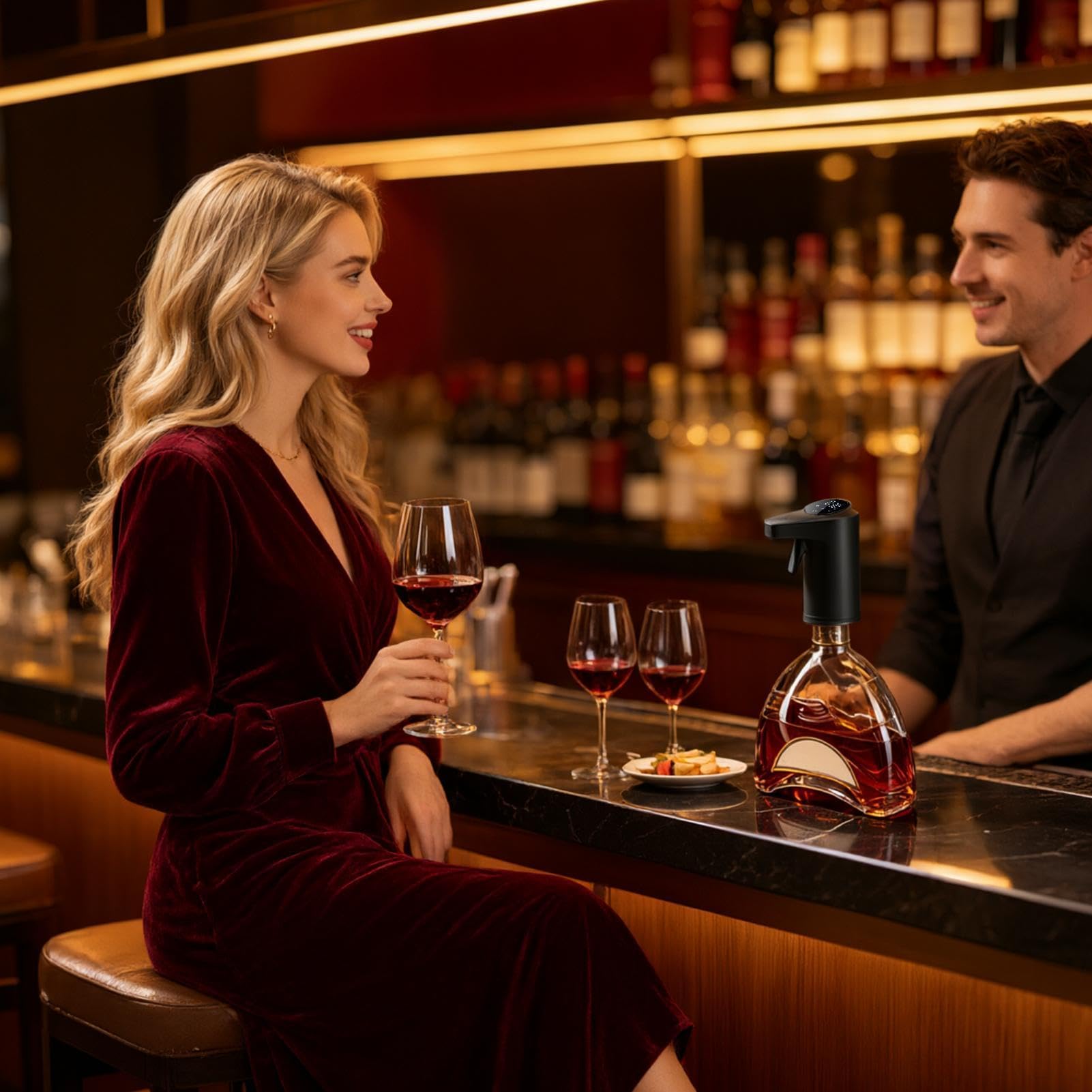 Aireador de vino eléctrico Dispensador Eléctrico de Licor con Pantalla LED