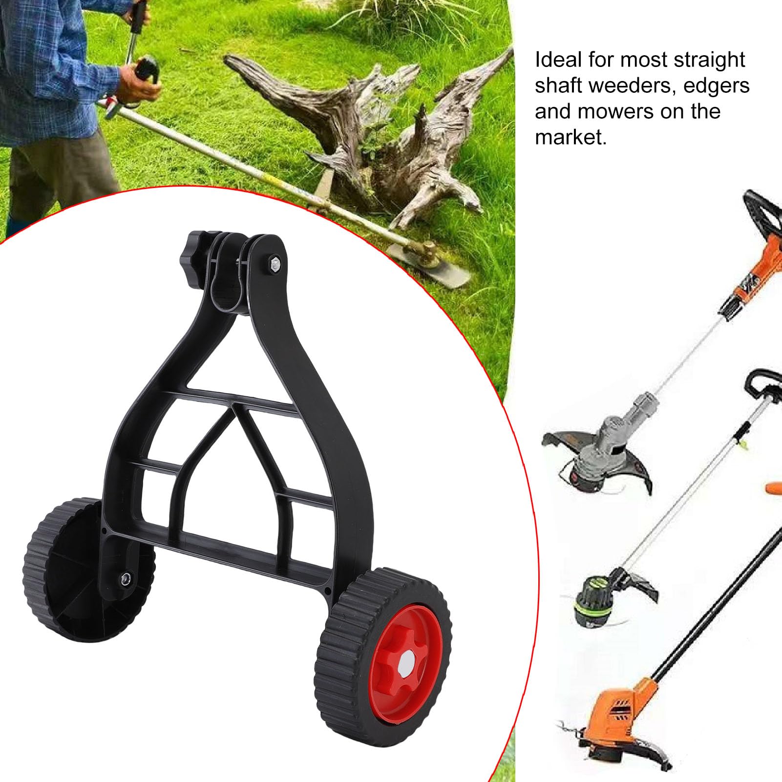 Roue de Support Réglable pour Tondeuse, Métal Plastique, Cadre Triangulaire