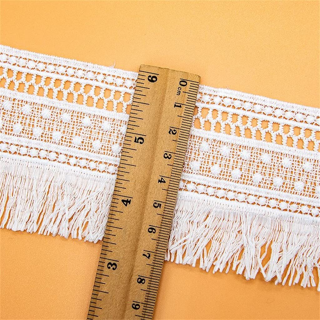 Générique Dentelle Tissu Ruban Frange Vêtements Robe Rideau Canapé Tissus De Bricolage Faits À La Main pour Coudre des Vêtements (Couleur : Blanc, Taille : 7CM) (Blanc 7CM)