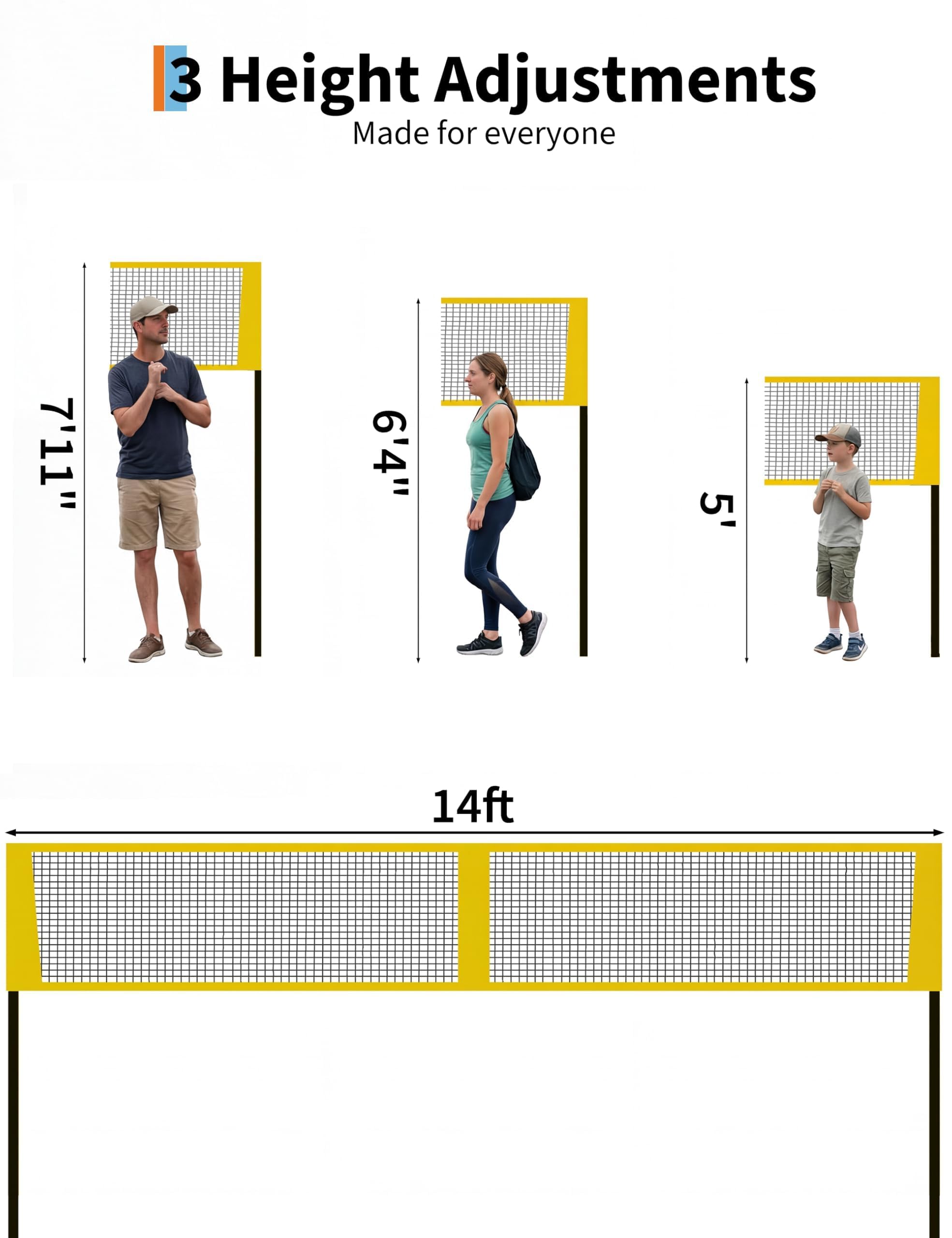 Aptliton Volleyballnetz Kreuz 4 Quadrate 4 Wege Größe 335 x 335 x 213 cm, 3 verstellbare Höhen, komplettes Kit mit Ball, Pumpe, Hammer und Tragetasche, wasserdichtes PE-Netz Anti-UV für Strand