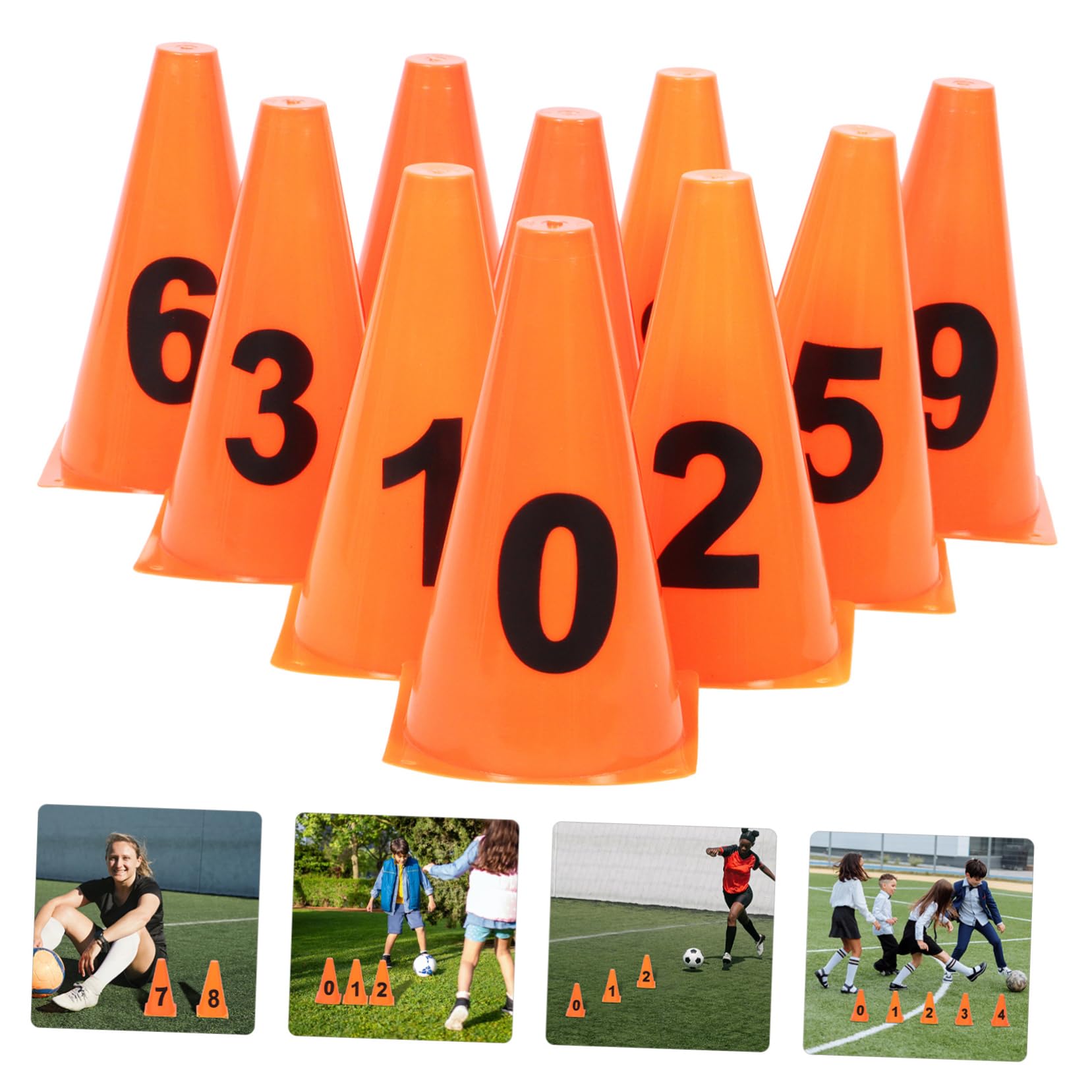 UPKOCH Lot de 10 Cônes Numérotés avec Logo Numérique pour Le Sport Cônes Dentraînement en Plastique À Base Plate pour Les Exercices De Football