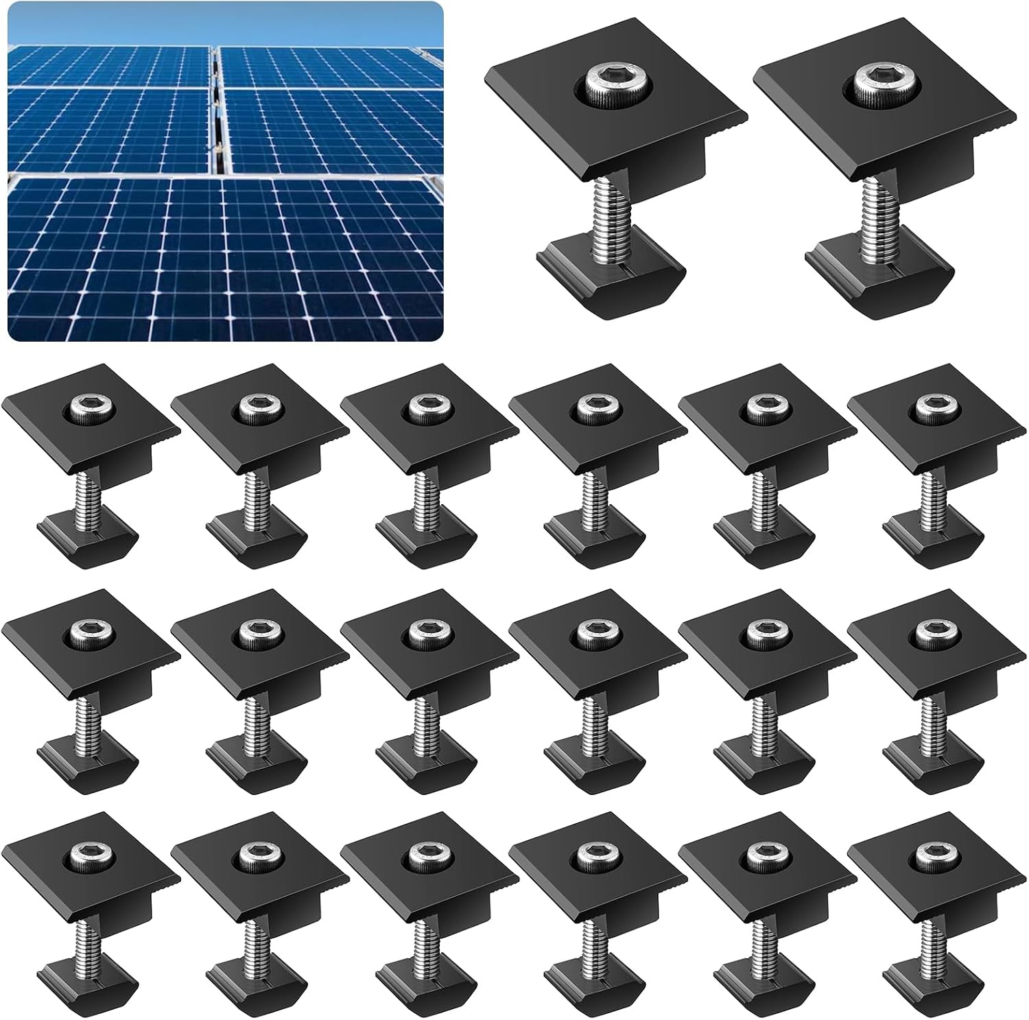 Anbte 20PCS Solar Panels Mid Clamps 30/35 mm, Aluminium Solar Panel Bracket