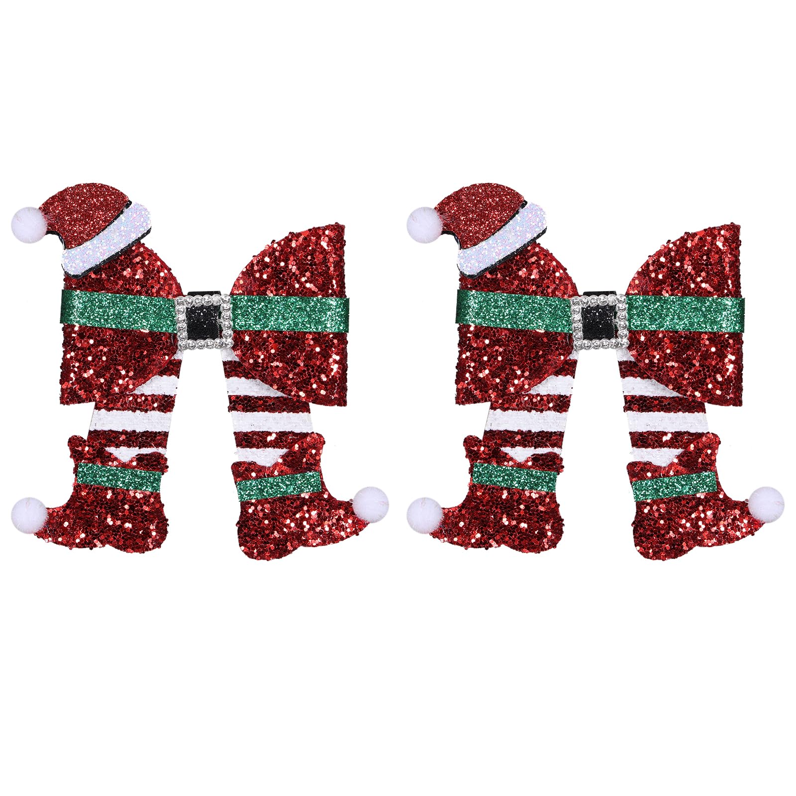 Christmas Hair Clip 3.5'' Glitter Santa Sequin Bows Hair Barrettes Sparkling Red Green White Cheer Alligator Hairpins Christmas Party Dress Decorative
