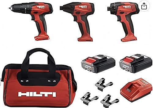 Hilti - Juego de promoción de 3 herramientas de 12 V: perforadora y eje de impacto