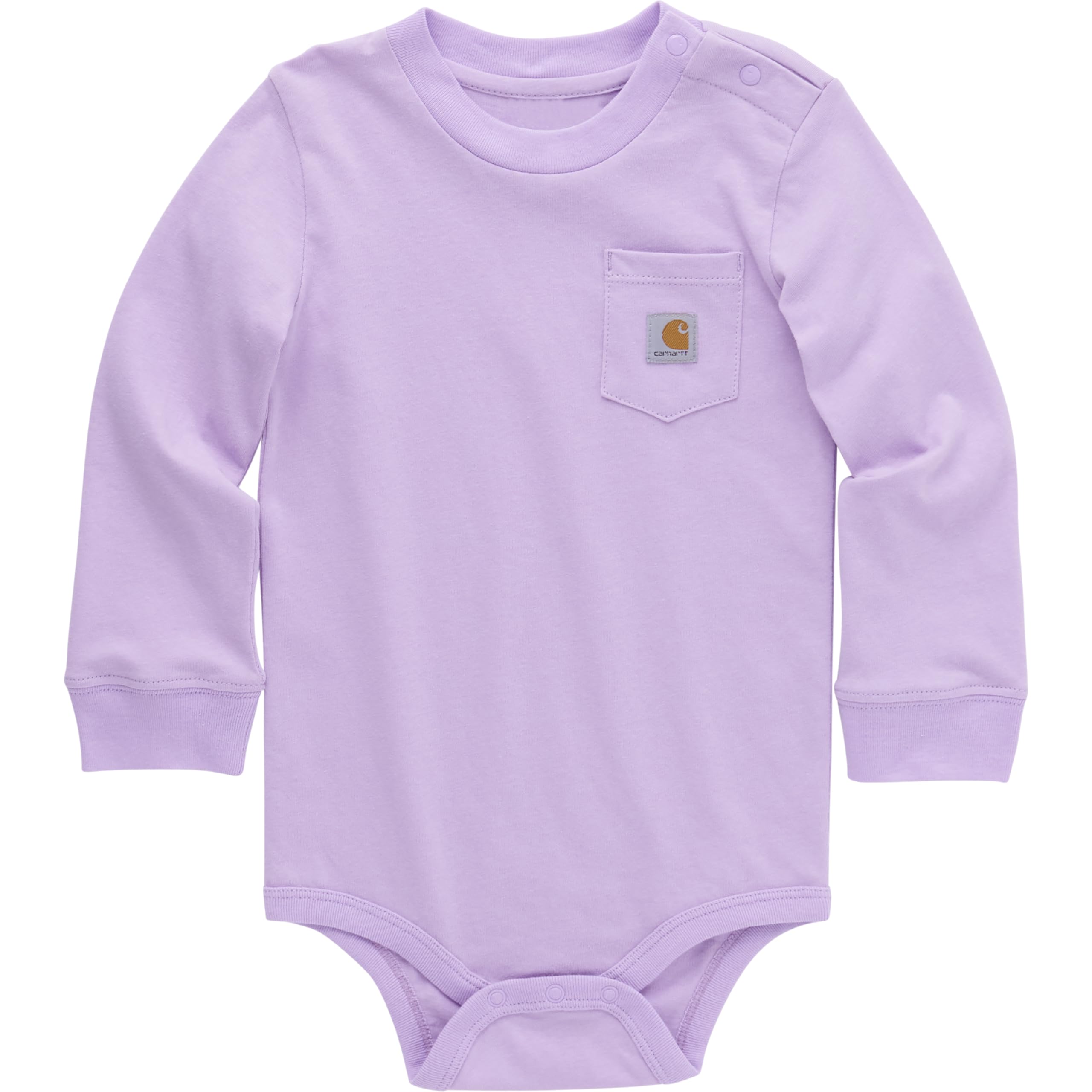 Carhartt Long-Sleeve Pocket Bodysuit | 100% Cotton | Made From Breathable, 100% Cotton Jersey | Easy Changes 24 Months Crocus Petal Light Purple
