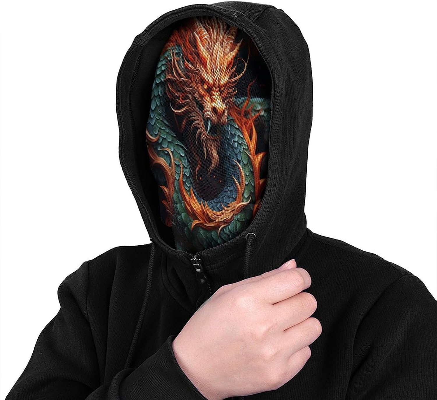 Chinese Dragon Balaclava Mesh Print Funny Face Mask Breathable Ski Masks Personalized Sun Protection Full Face Covers Neck Gaiter Windproof Head Masks for Pranks&Outdoor image 4