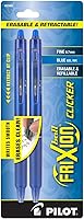 Vista 4 de PILOT FriXion Clicker - Bolígrafos de tinta de gel borrables, recargables y retráctiles, punta extrafina, tinta negra, paquete de 2 (32500)