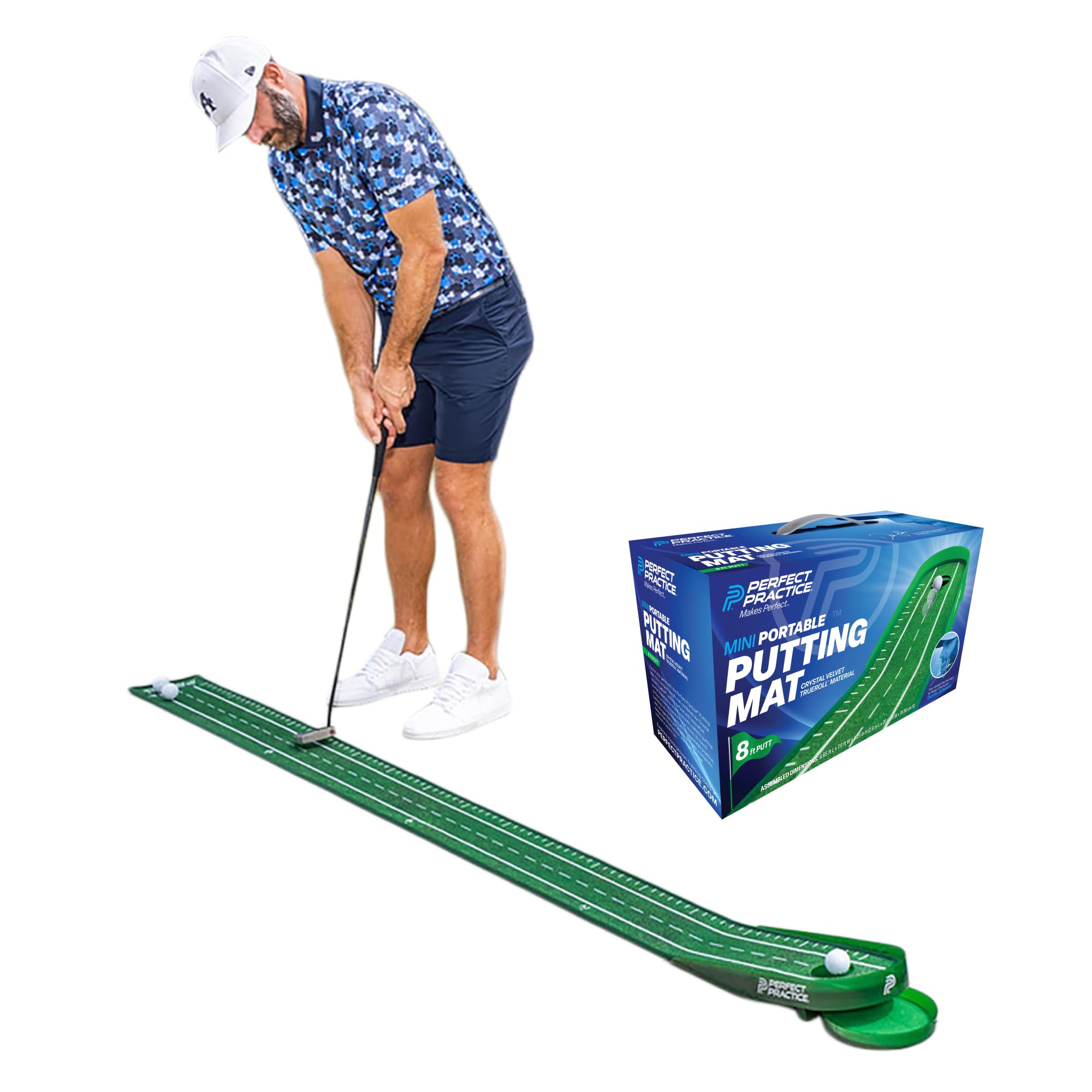 Perfect Practice Compact &amp; Portable 8' Putting Mat - Indoor Putting Green