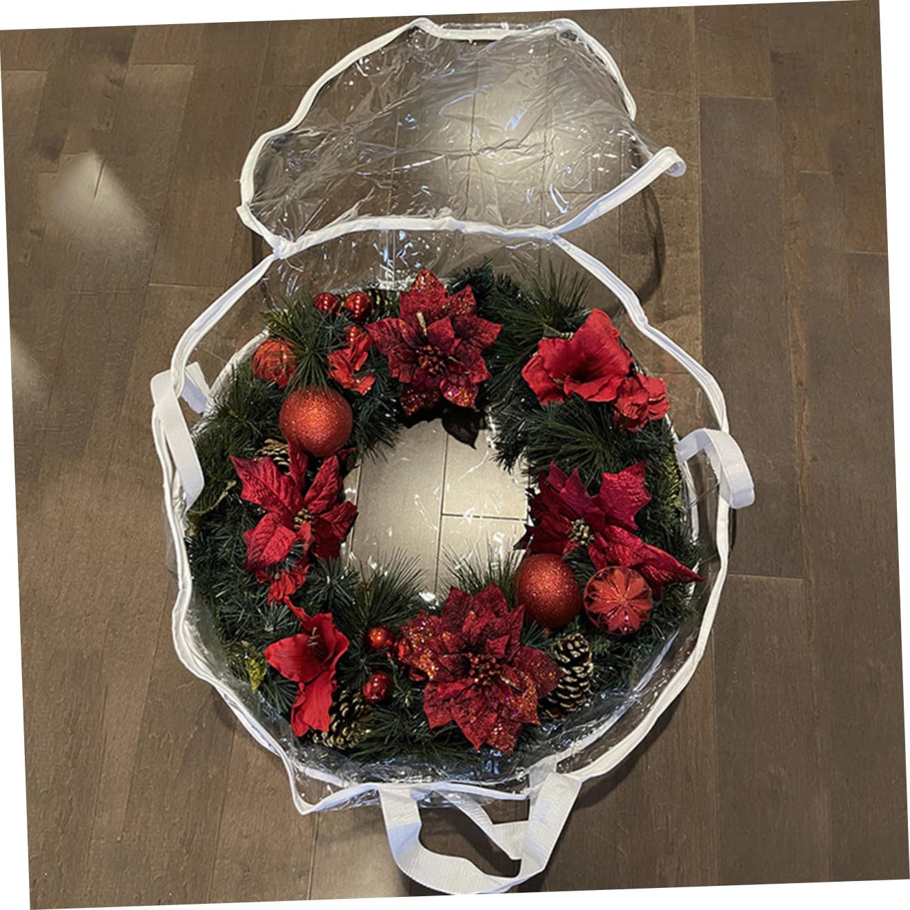 Amosfun 2 STK Weihnachts-Aufbewahrungstasche Weihnachtsbaum durchsichtige Geschenktüten große Aufbewahrungstasche geschenktüte transparent Kranztasche für Weihnachten Kranz Tasche PVC