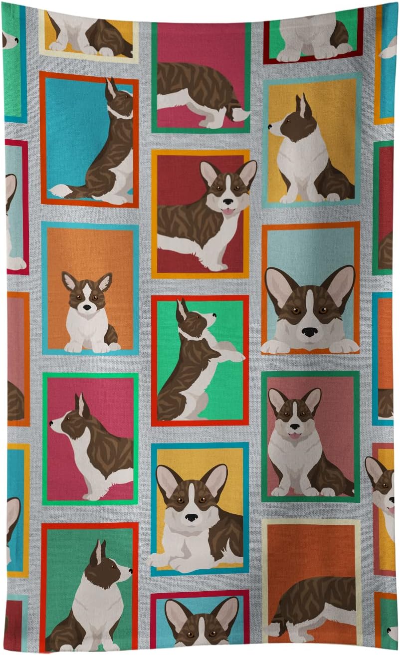 Caroline's Treasures MLM1132KTWL Lots of Brindle Cardigan Corgi Kitchen Towel Dish Cloths Guest Hand Towel Decorative Bathroom Towel for Face,Tea, Dishcloth, Kitchen and Bath