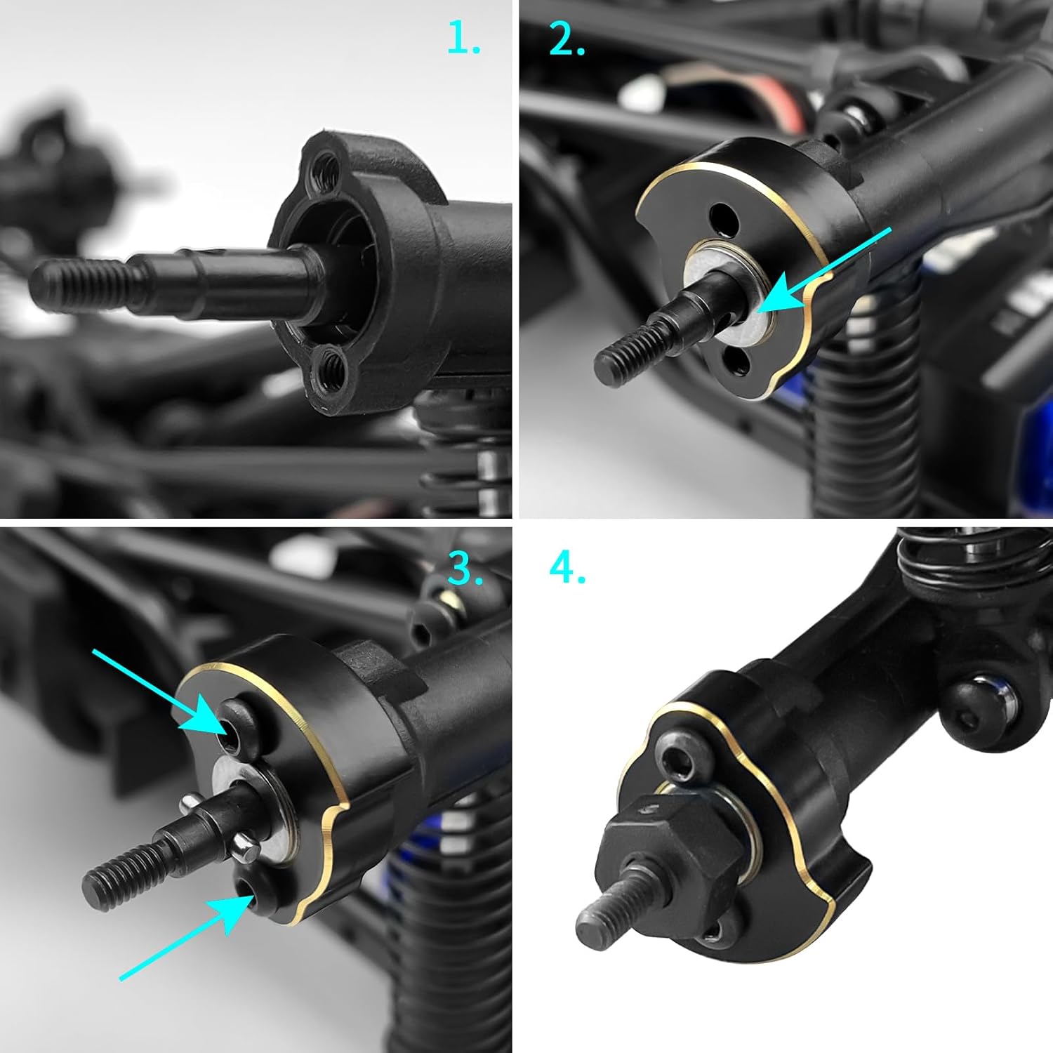RCLIONS Brass Axle Widening Upgrade Parts for 1/18th TRX4M RC Crawler Car, +5mm Wider on Each Side