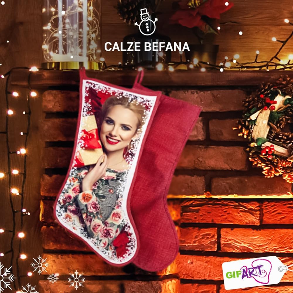 Calza Befana Personalizzata Con Foto e Nome Idea Regalo Roma Calcio Misure 50 centimetri