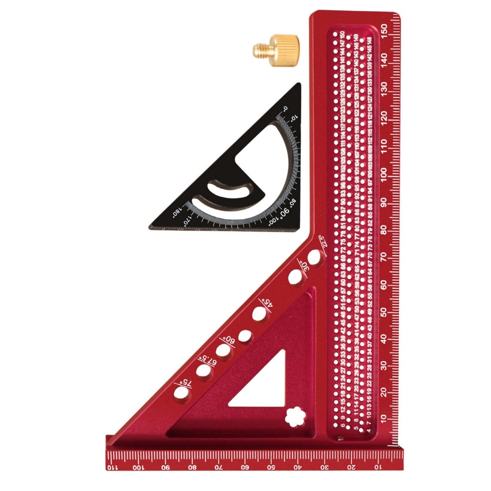 Regla triangular con medición multiángulo combinado y superficies anodizadas estables