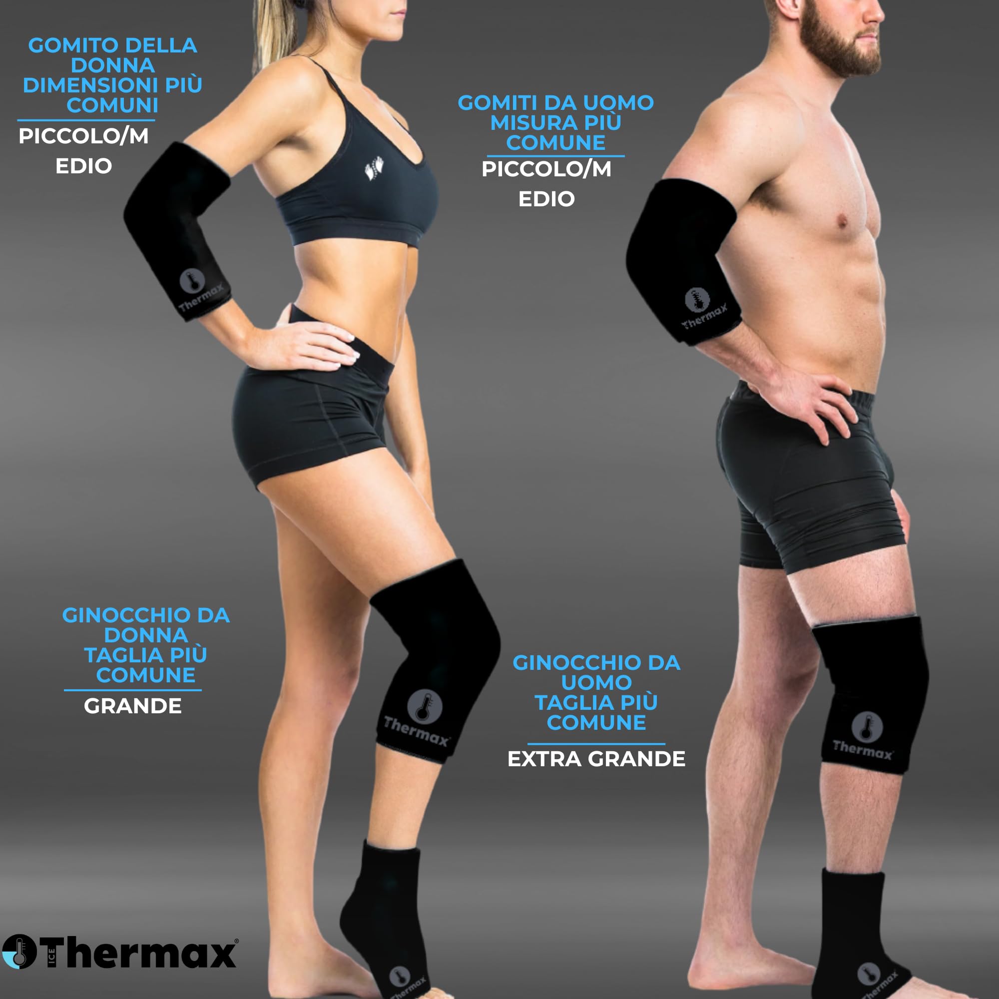 IceThermax Sleeves con Gel Caldo Freddo Riutilizzabile - Tutore Ginocchio, Braccio e Caviglia - Knee Brace e Supporto Articolare con Ghiaccio Gel, Ortopedica Ice Pack