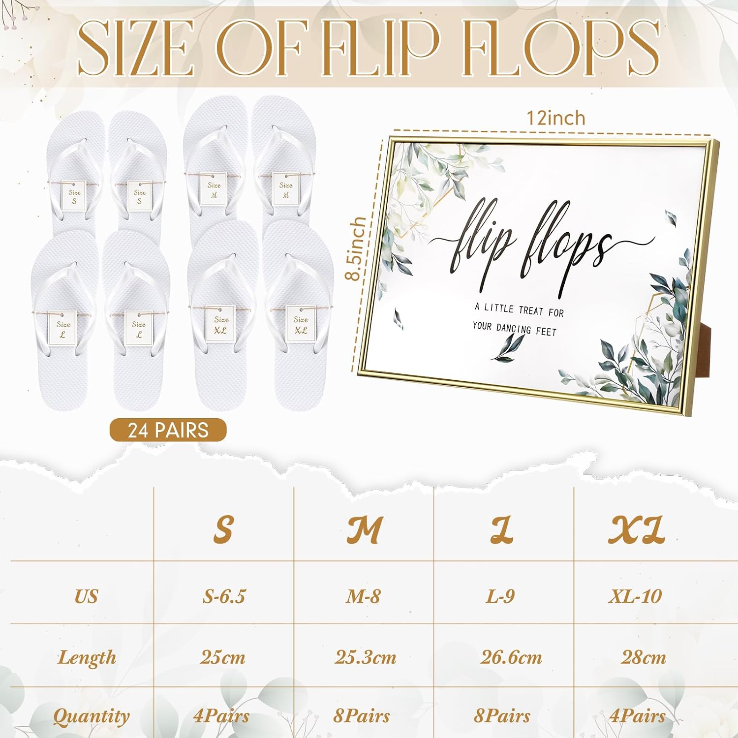 Geyoga 24 Pairs Wedding Flip Flops Bulk with Sign Shoes Basket image 5