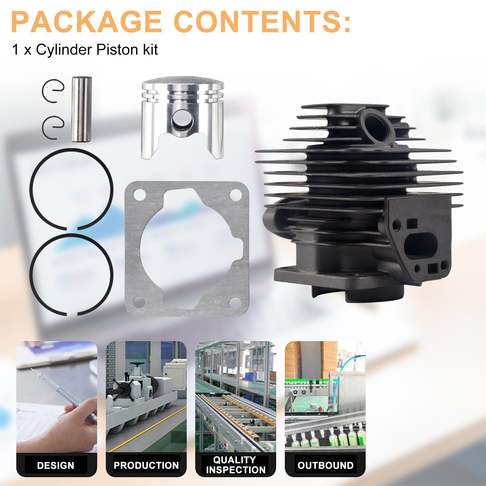 Kit Pistone Cilindro 36mm Nudiuhis Per Motore Decespugliatore TL33 33CC