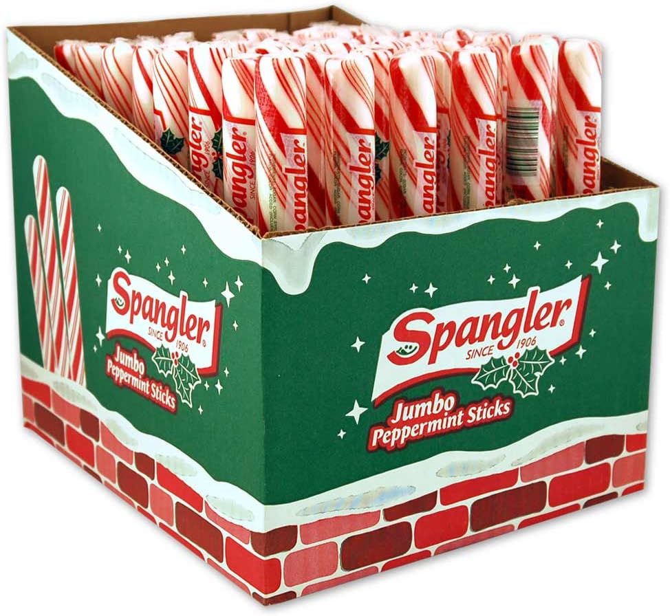 Spangler Jumbo Peppermint Sticks - 48 Count Case