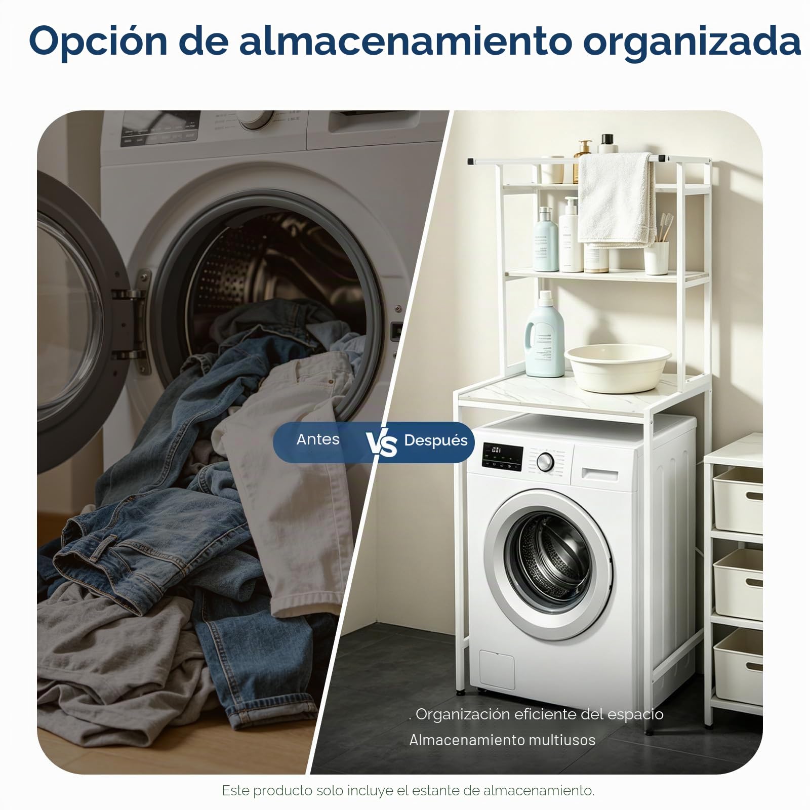 Estantería para lavadora, armario de lavadora que ahorra espacio sobre el estante de la lavadora, estante de baño de 3 niveles, estantería de almacenamiento multifuncional para cuarto de baño