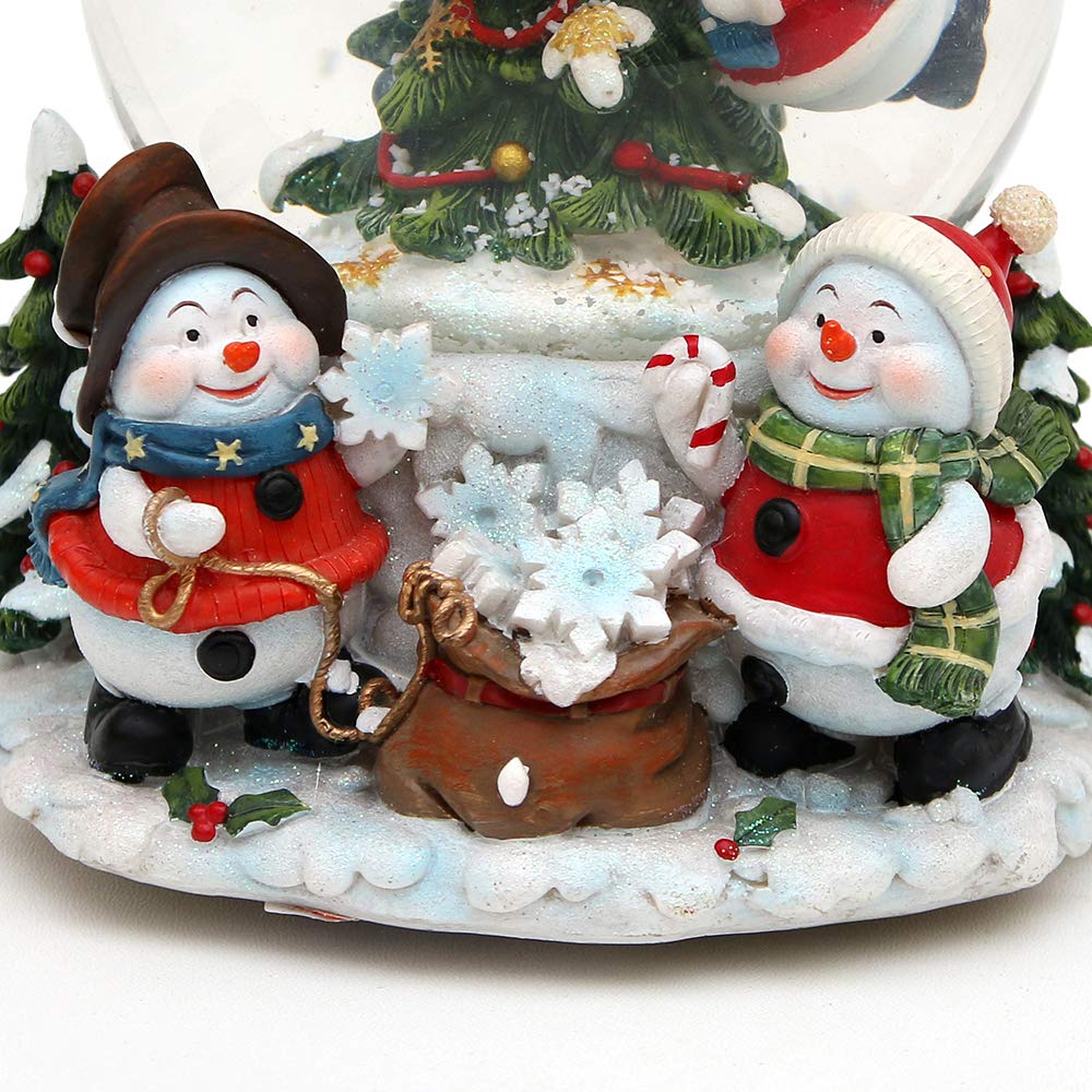 Dekohelden24 Palla di neve doppia XXL, pupazzo di neve con carillon, dimensioni (A x L x P): circa 20,5 x 12,5 cm/Ø 6 e 10 cm.
