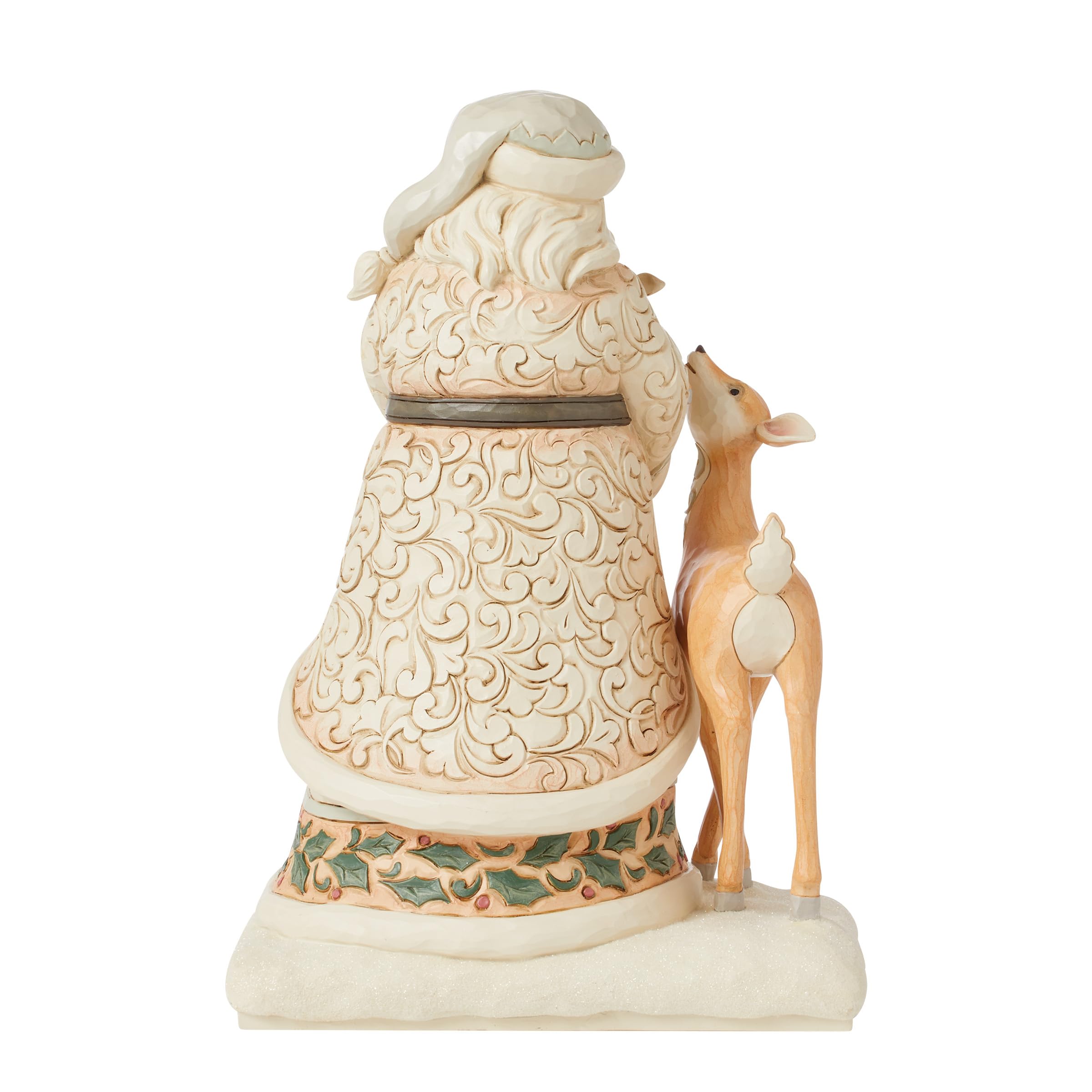 Enesco Jim Shore Heartwood Creek Figurine Père Noël tenant un faon Blanc 27 cm Multicolore
