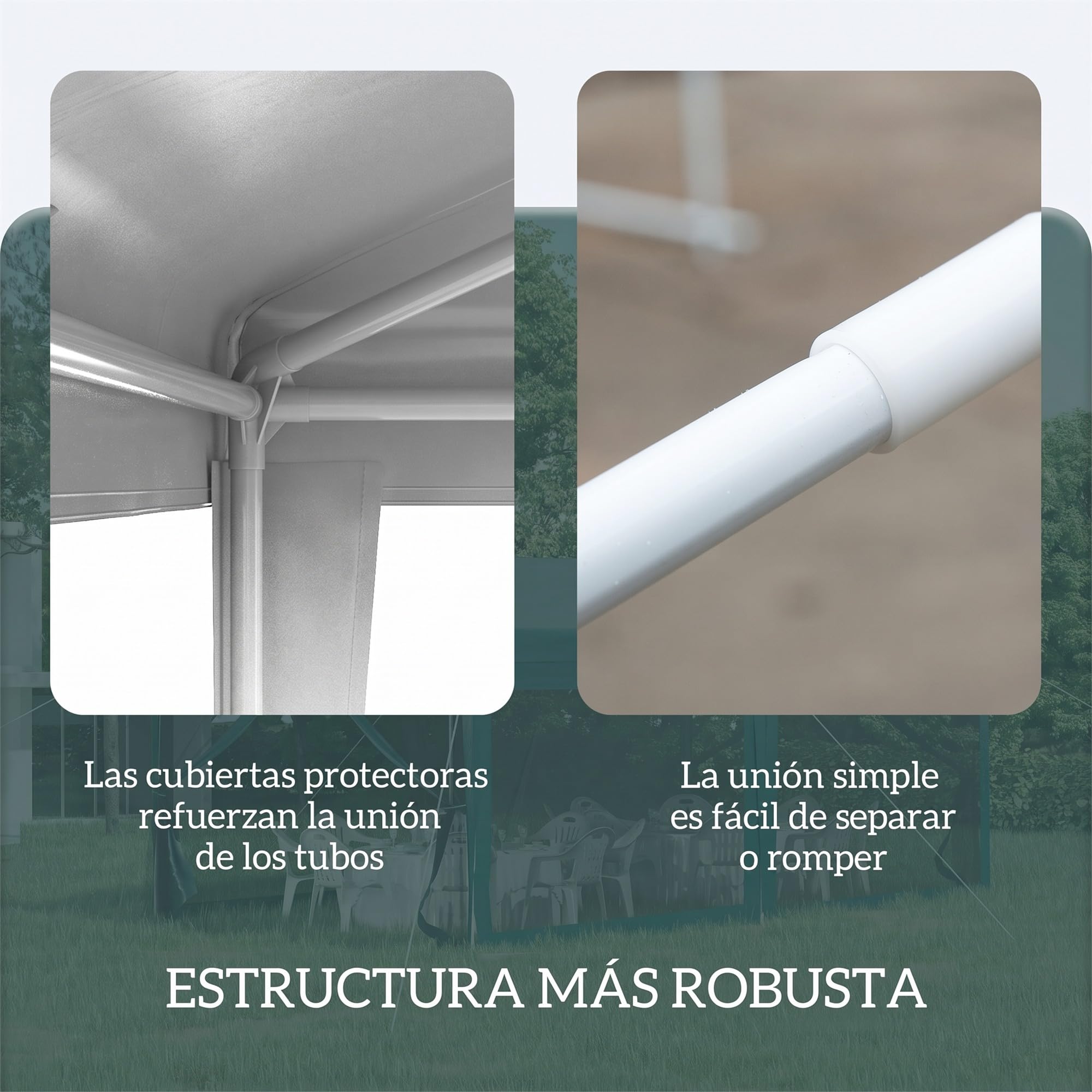 Outsunny Carpa Desmontable 3x3 m con 4 Orificios Drenaje Anti-UV Blanco