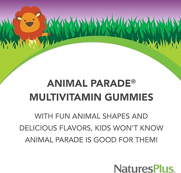 NaturesPlus Animal Parade Multivitamin Children's Gummies - 90 Count - Assorted Cherry, Grape & Orange Flavors - Supports Immune System - Vegetarian, Gluten Free - 30 Servings