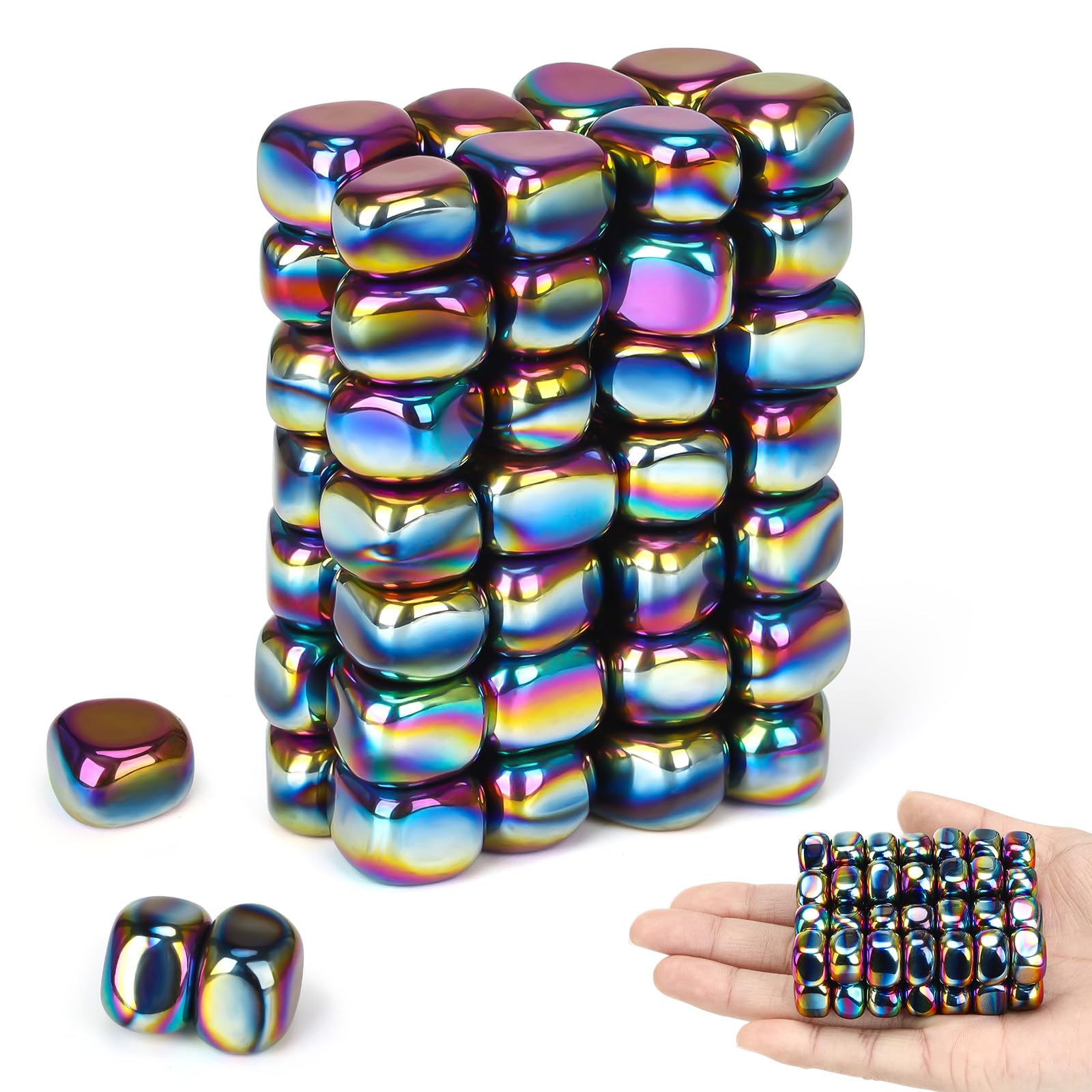Wukong 60 Stück Klein Hämatit Magnete Bunt, Irregulär Steine Mini Magnets Puzzle Magnetic Kühlschrank Magnet für Familientreffen Camping Büro