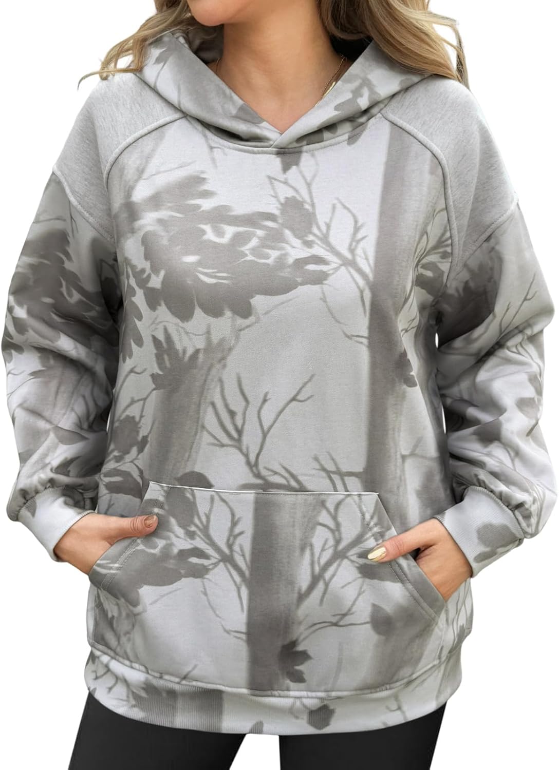 Yousify Womens Camo Hoodies Oversized Fleece Sweatshirts Fall Fashion Long Sleeve Pullover Winter Clothes with Pockets